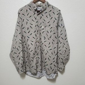 Columbia fishing lure print long sleeve shirt button down collared plaid